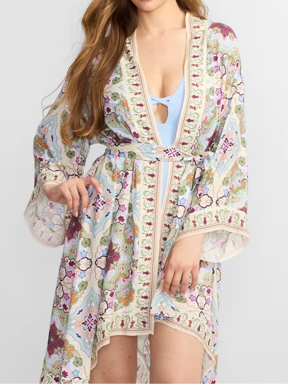 NWT Bare Necessities X Padma Swim Cover Up,Medallion Handkerchief Kimono S/M NIB